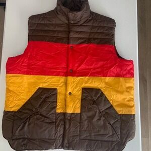 RocaWear Men's 2XL Puffer Vest Y2K Hip Hop Streetwear Colorblock Full Zip Flaw